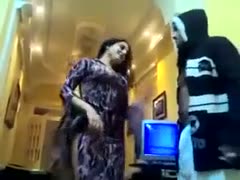 Brunette cute arabic legal age teenager in hawt costume dancing and flashing